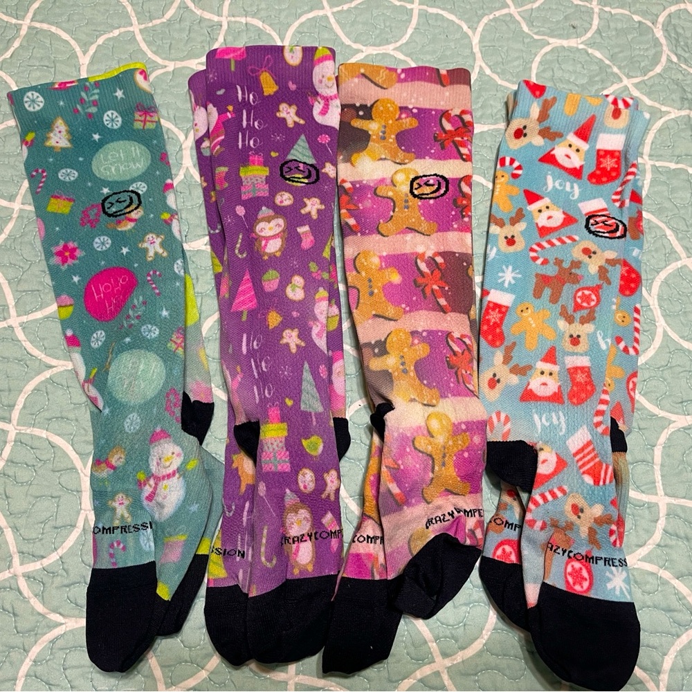 Women’s Christmas Crazy Compression Christmas Socks S/M